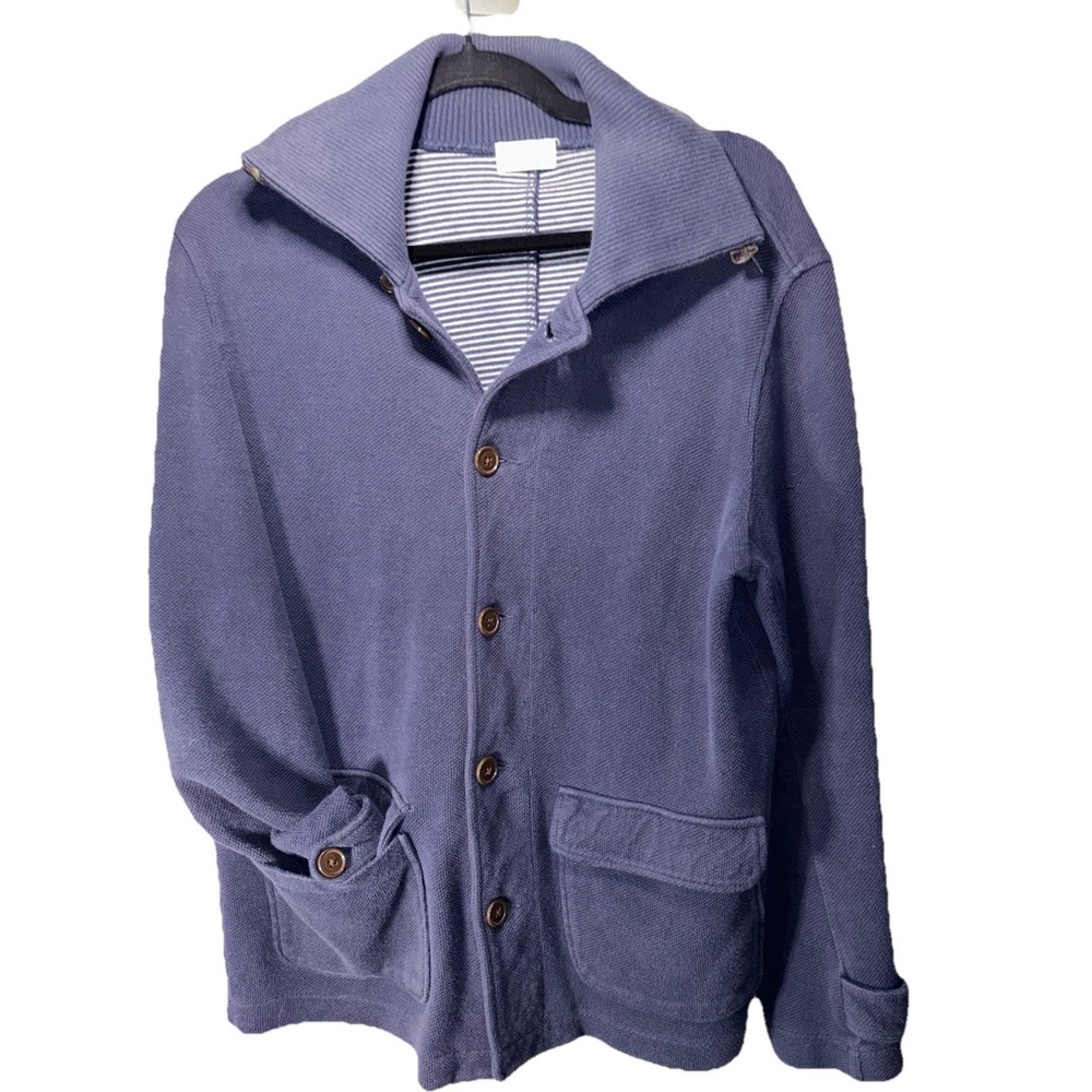 Men's Cardigan Blue Soft Blazer‎ Button Casual Fall Medium